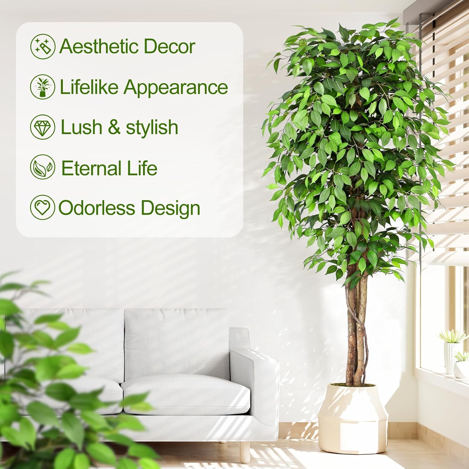 Lifelike Artificial Ficus Tree - Dracaena Marginata ulasan dan harga